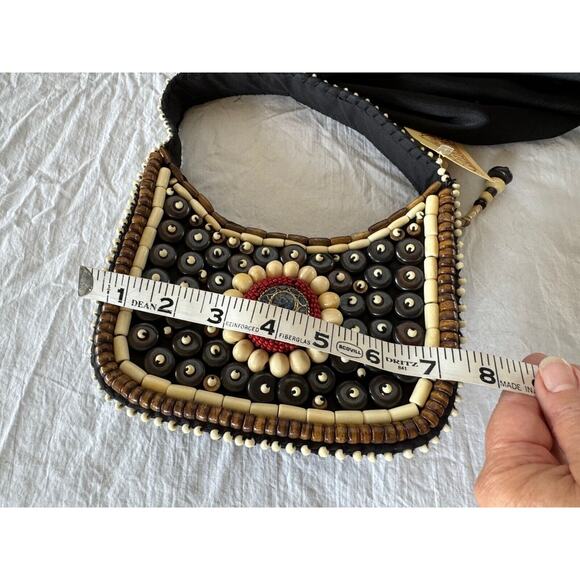 NWT Jackson Hole Clothiers Tibetan Wooden Beaded Handbag Purse Small - Picture 8 of 9